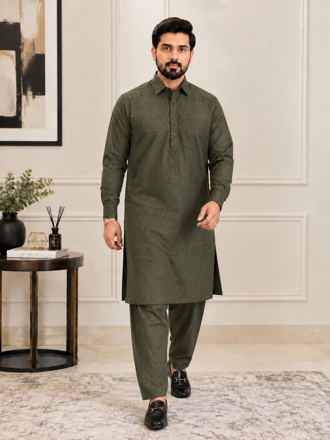 Crown Wool Unstitched - Olive Green