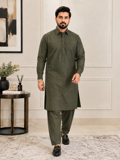 Crown Wool Unstitched - Olive Green