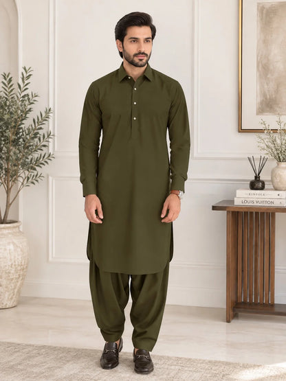 Summer Wash n Wear Unstitched - Olive Green