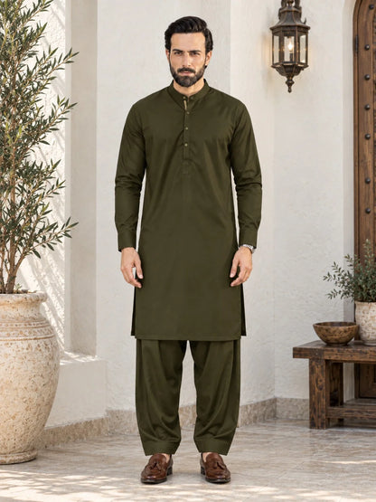 Wash n Wear Unstitched - Olive Green