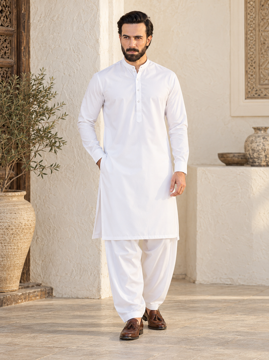 Men's Super White Unstitched Suit Fabric